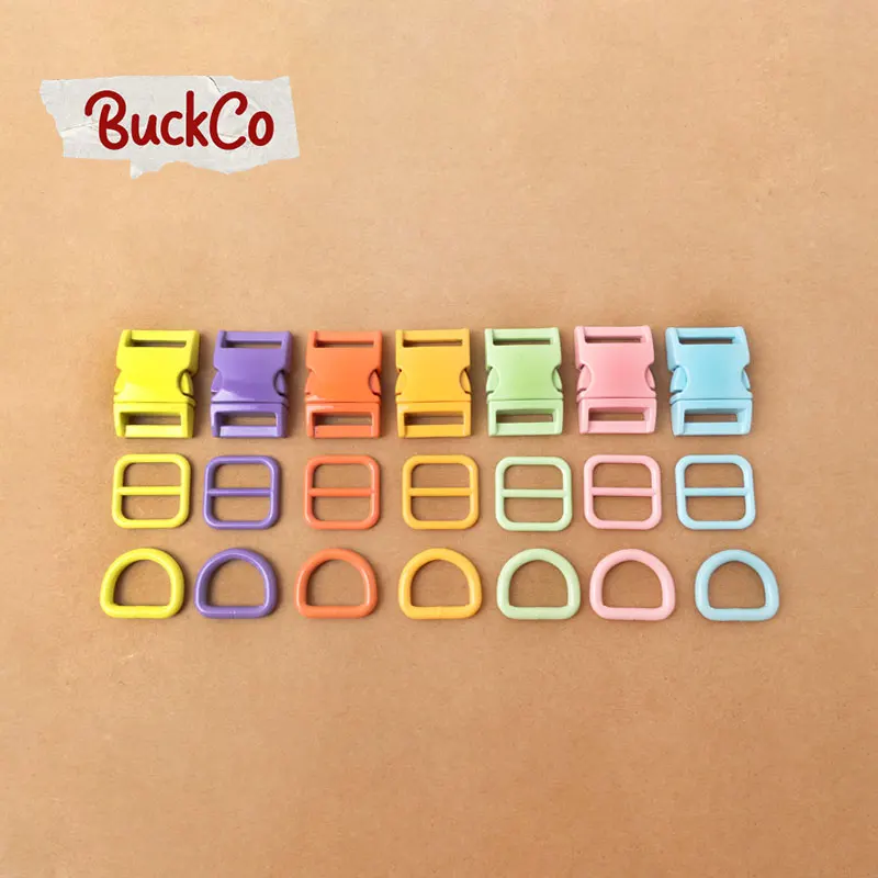 10pcs/lot(metal buckle+adjust buckle+D ring)20&25mm DIY dog collar bags sewing zinc alloy metal crafts stoving varnish 7 colours