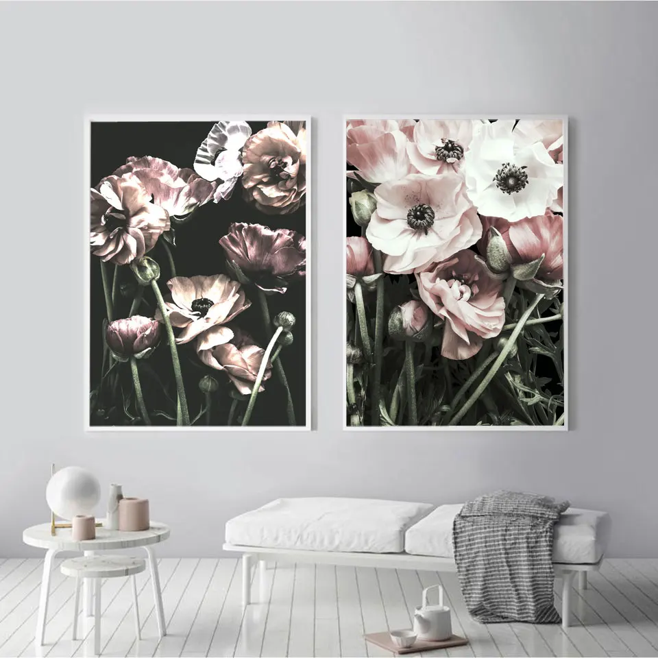 Romantic Flower Canvas Painting Nordic Floral Posters and Prints Blushing Wall Pictures For Living Room Modern Home Decoration