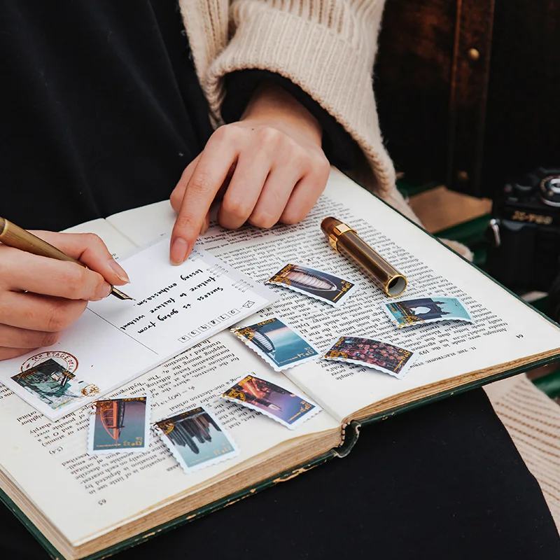 60 sztuk wลochy tokio London Paris Stamp zestaw naklejek do scrapbookingu terminarz planer Album etui na telefon, karty do robienia laptopa