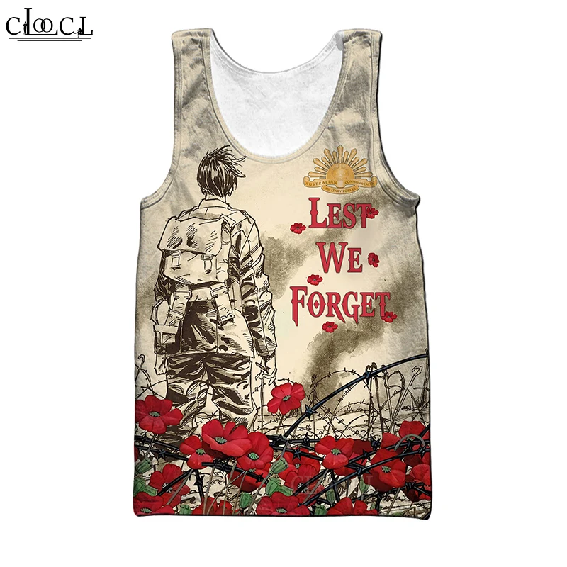  Newest Popular Anzac Day Tank Tops Men Women 3D Printed New Fashion Sleeveless Vest Summer Casual Streetwear Tops