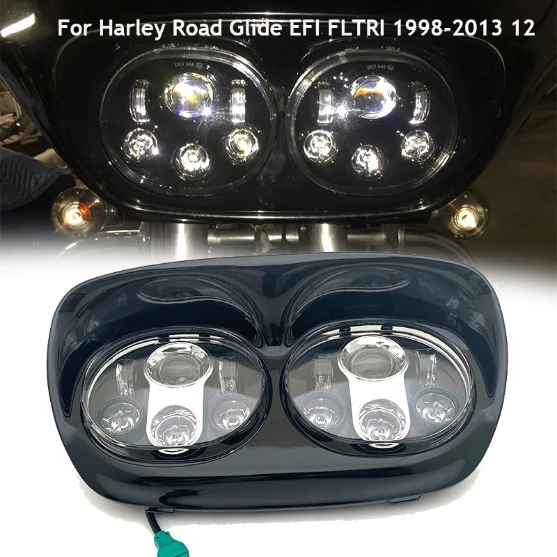 

5-3/4" Double Beam Motorcycle Projector Dual LED Headlight With Halo for Road Glide 2004~2013