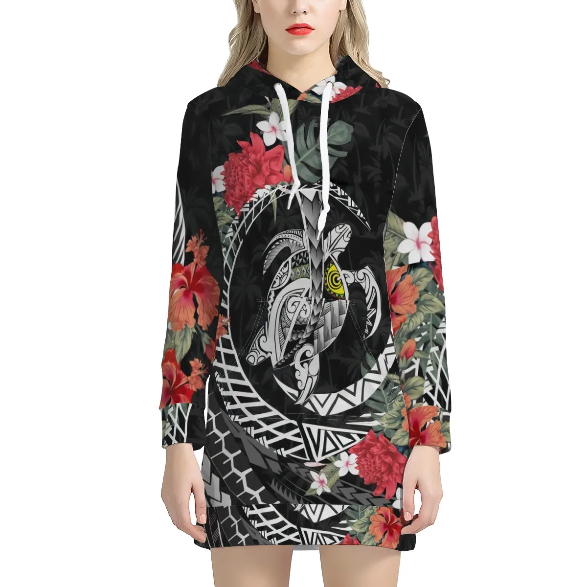 Wholesale Price Polynesian Traditional Tribal Print Hoodies For Women Customized  Sweater Dress Women Dresses