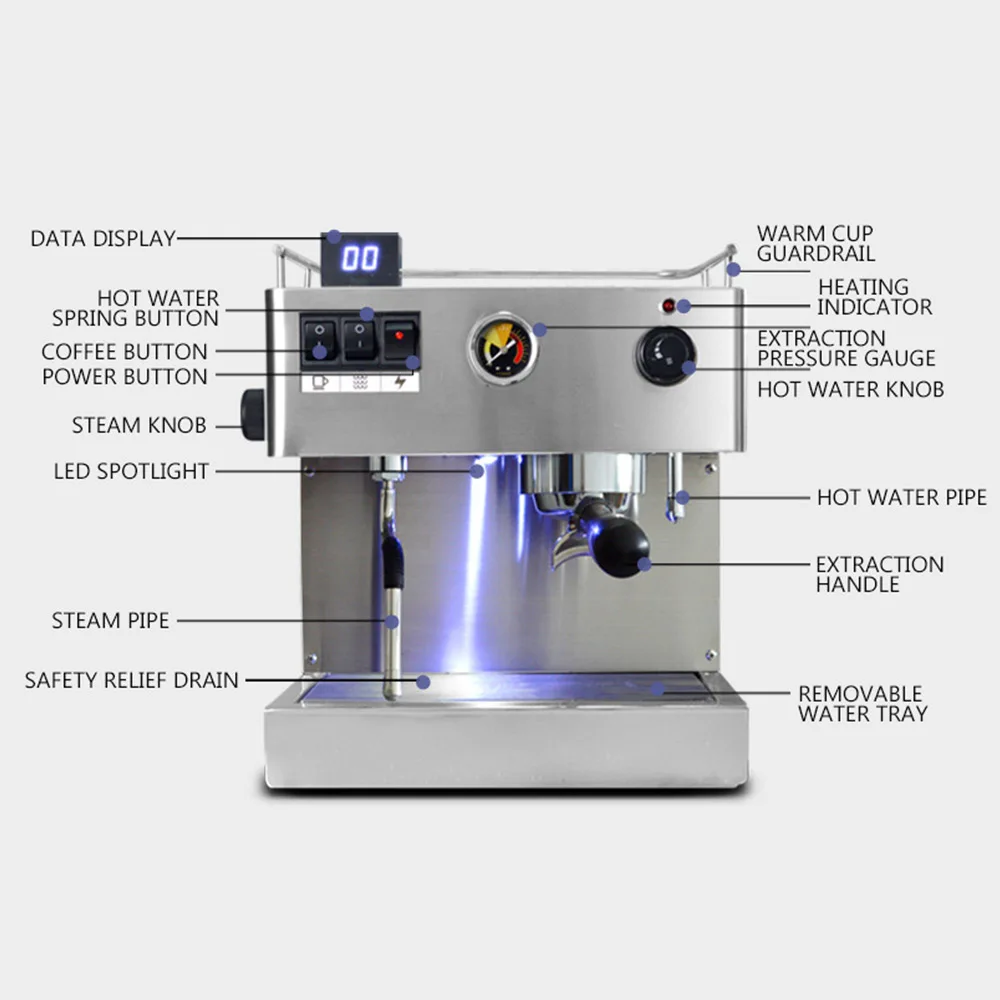Macchina per caffè Espresso macchina per caffè Espresso semiautomatica italiana macchina per caffè a testa singola per uso domestico macchina per caffè di consumo