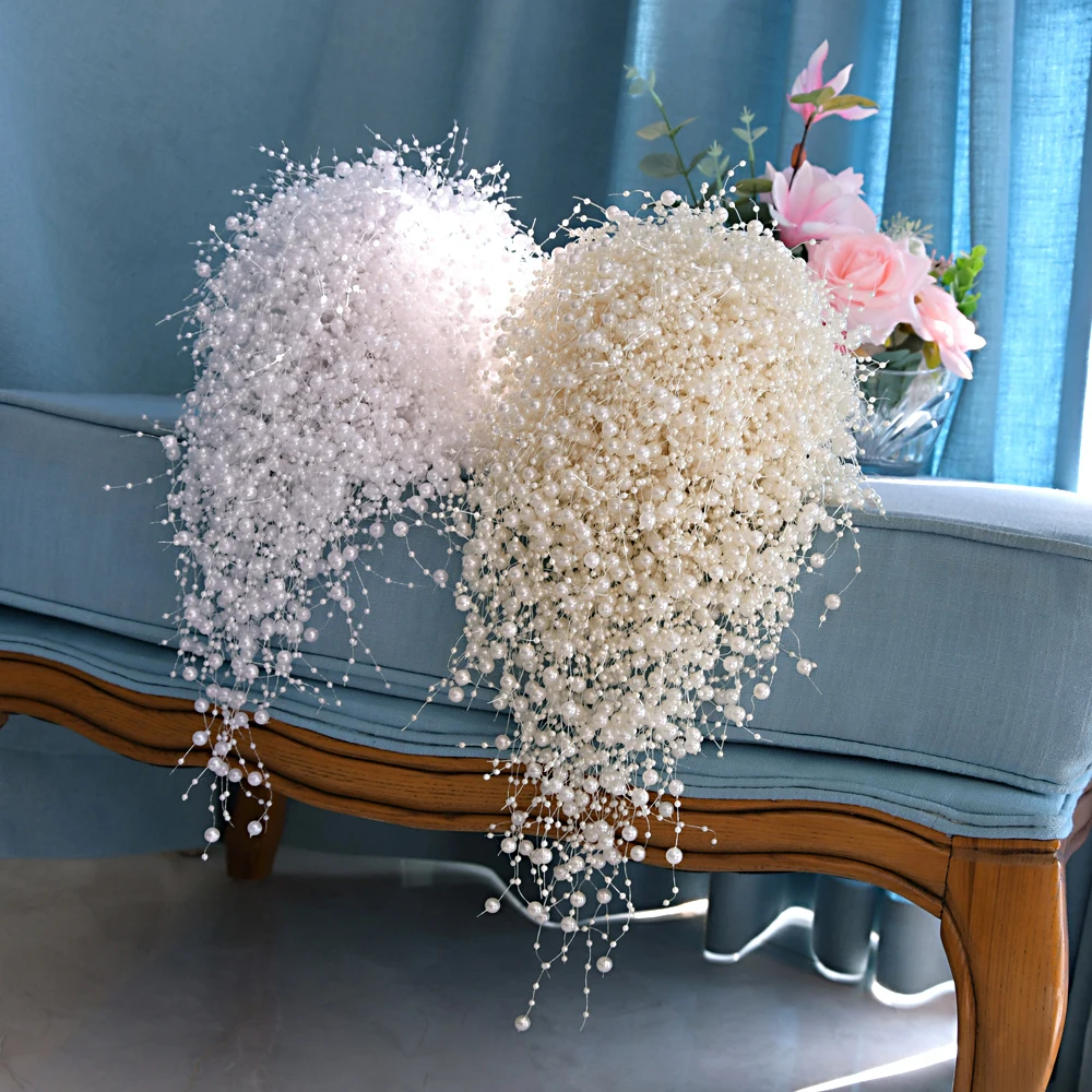 YouLaPan Handmade Bridal Bouquet Beauty Pearl Bride Flower Wedding Party Accessory the Bride's Bouquet Wedding Hand Bouquet F24