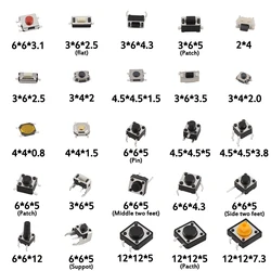 125 mbps interruptor tátil/micro interruptor/botões de pressão 25 tipos kit sortido 2*4/3*6/4*6 para pacote de ferramentas diy