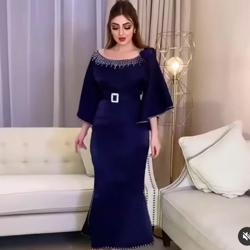 Vestidos de baile de veludo com fenda, decote cavado, lantejoulas, laço, sereia, lado, vestidos de noite, azul real, 2020