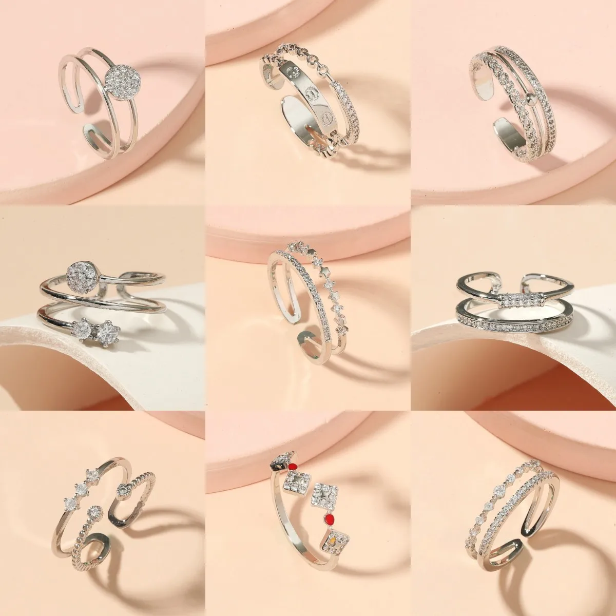 Specially Designed for Women Open Adjustable Ring Silver Multilayer Open Ring Shape Open Ring Prom Engagement Gifts for Friends