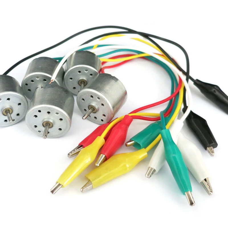

5pcs Alligator Clip Line Solar Motor 310 High Speed DC 3V 6V 4000rpm 7000rpm Electric DC1.5V-6V DIY Engine Toys Fan Boat Car