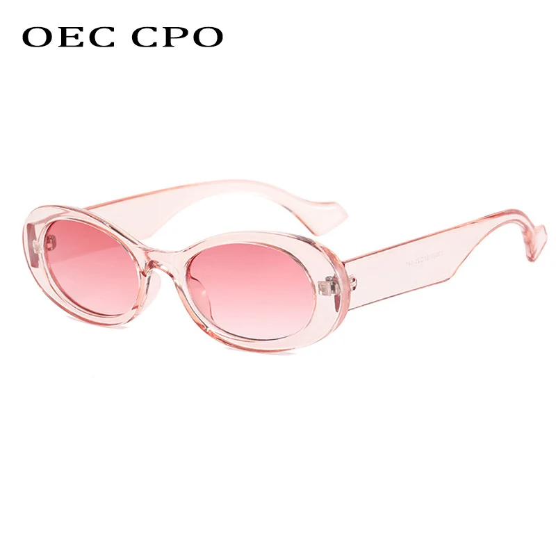 OEC CPO Vintage Oval Sunglasses Women Brand Designer Small Frame Sun Glasses Female Retro Black Yellow Round Eyewear UV400 O881