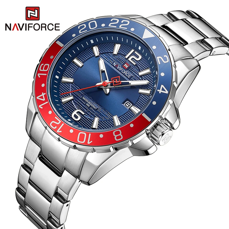 Naviforce Casual Brand Men's Watch Stainless Steel Sports Watch for Men Quartz Date Clock with Luminous Hands Relogio Masculino