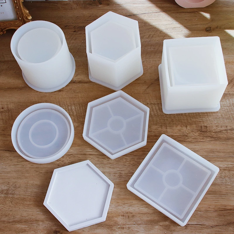 Hexagon Flowerpot Concrete Silicone Mold For Succulent Plants Round Pen Container Plaster Gypsum Mould Cement Clay Molds image 4