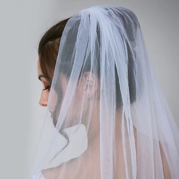 Wit ivoor Elleboog Lengte Sluier Applique Lace Tulle wedding veil bridal veils met kam Bruiloft Accessoires