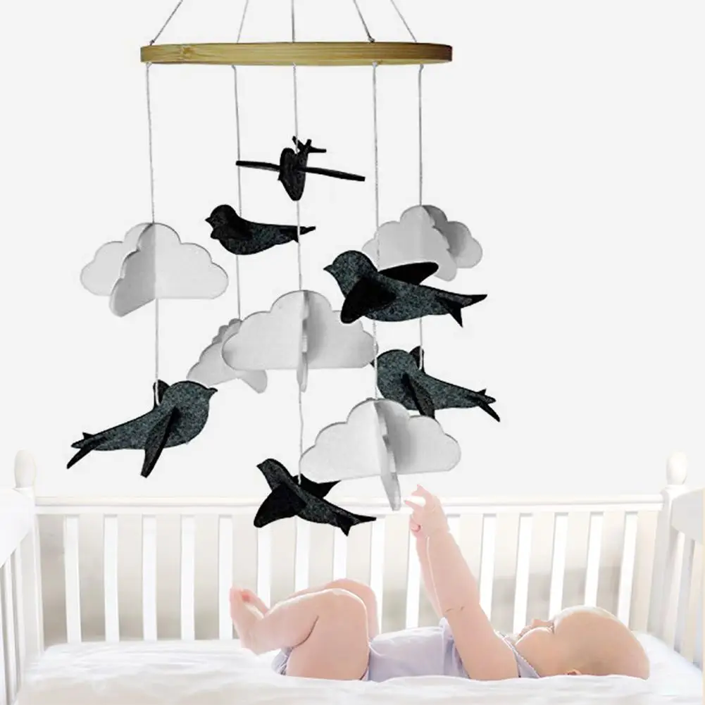 Baby Crib Mobile Birds Clouds Felt Baby Ceiling Hanging Nursery Decor Baby Toys