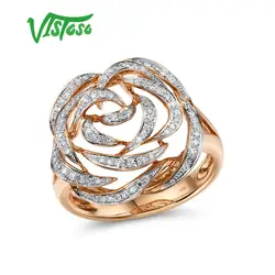 VISTOSO Gold Rings For Women Genuine 14K 585 Rose Gold Ring Sparkling Diamond Promise Engagement Rings Anniversary Fine Jewelry