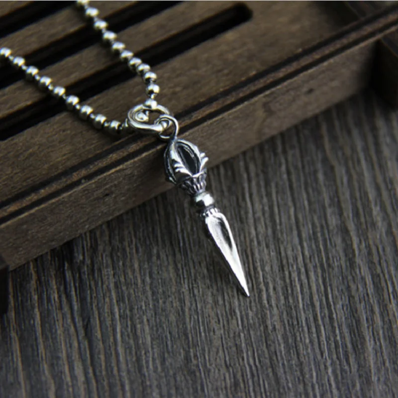 S925 Sterling Silver Retro Vajra Pendant Man Woman Thai Silver Buddhism Magical Vajra pendant Unisex Jewerly