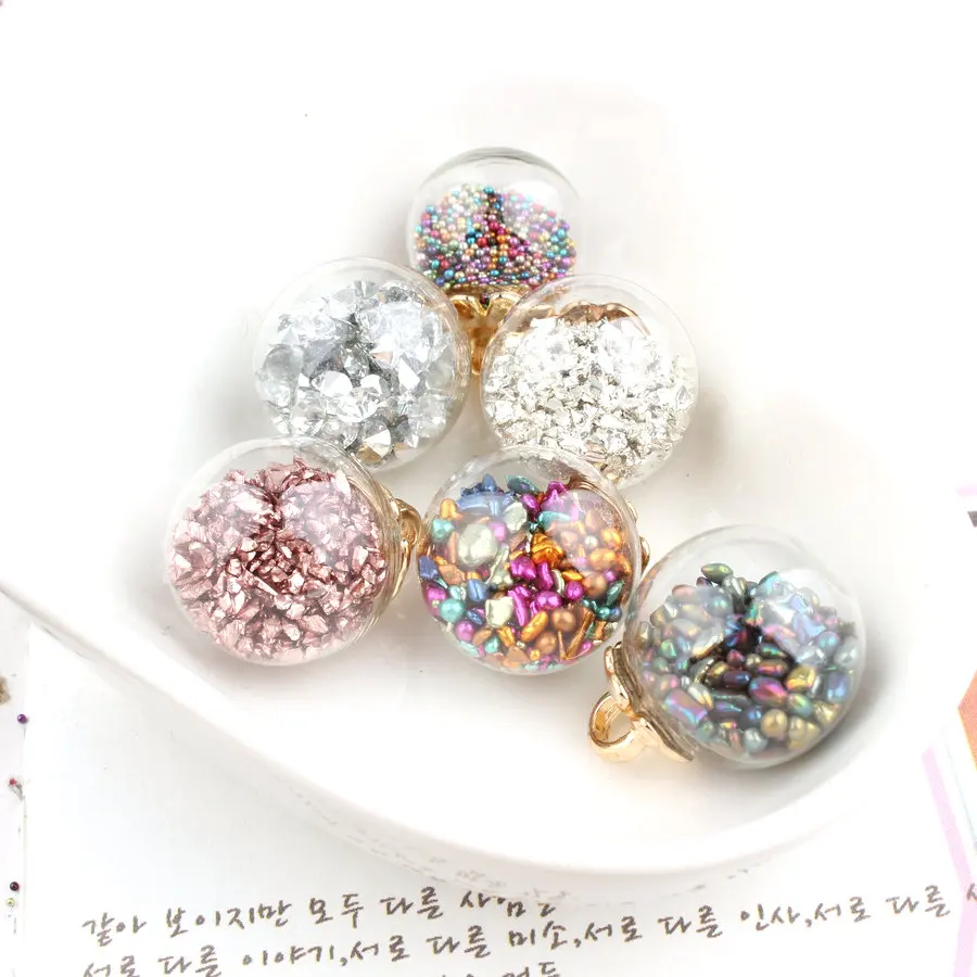 DIY Korean jewelry accessories color sand crystal transparent glass ball by wishing Ball Pendant