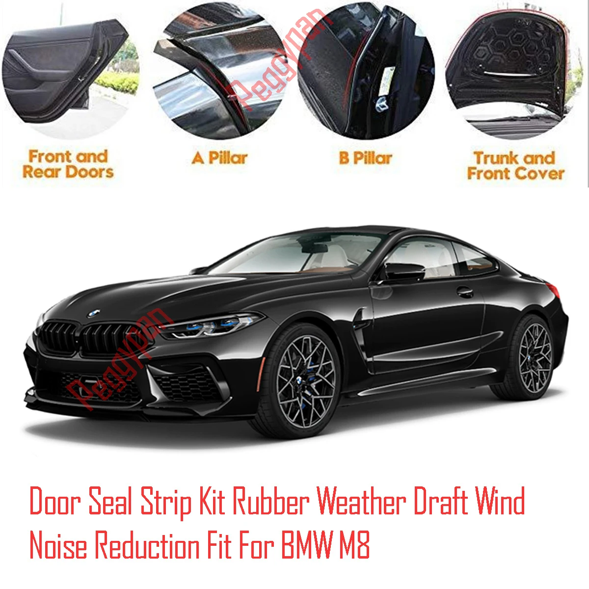 Door Seal Strip Kit Self Adhesive Window Engine Cover Soundproof Rubber Weather Draft Wind Noise Reduction Fit For BMW M8