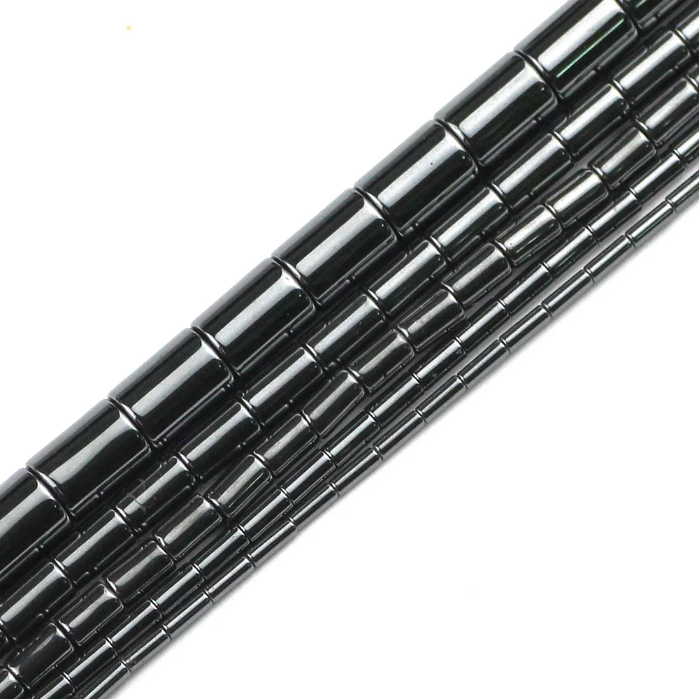 YHBZRET Cylinder Black Hematite Natural Stone spacer 1~8mm Loose beads For Jewelry making bracelets Necklace DIY accessories