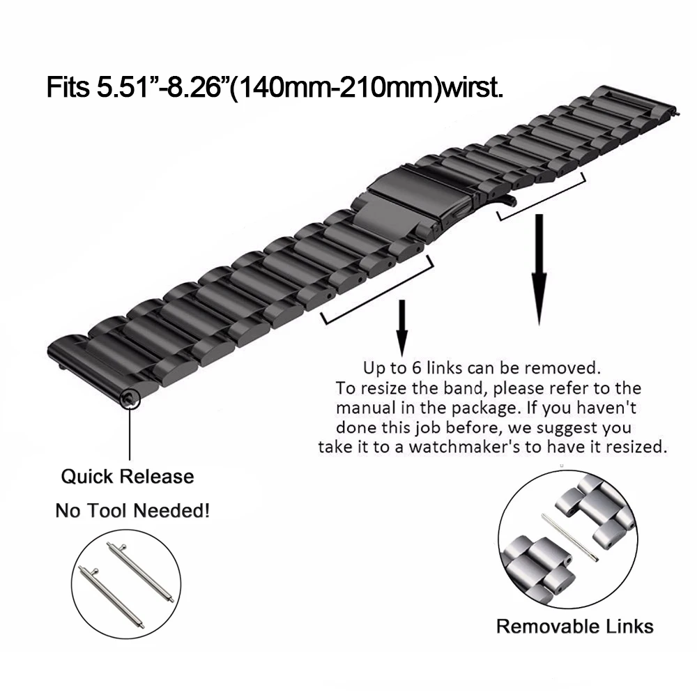 22mm 20mm Metall Edelstahl Strap für Samsung Galaxy Uhr 3 Band für Huawei Uhr GT 2 46mm 42mm Getriebe S3 Handgelenk Armband