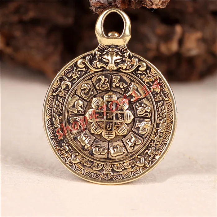 

Tibetan Brass Nine Palace Eight Diagrams, Good Luck Peace Brand Delicate Necklace Hanging for Men and Women