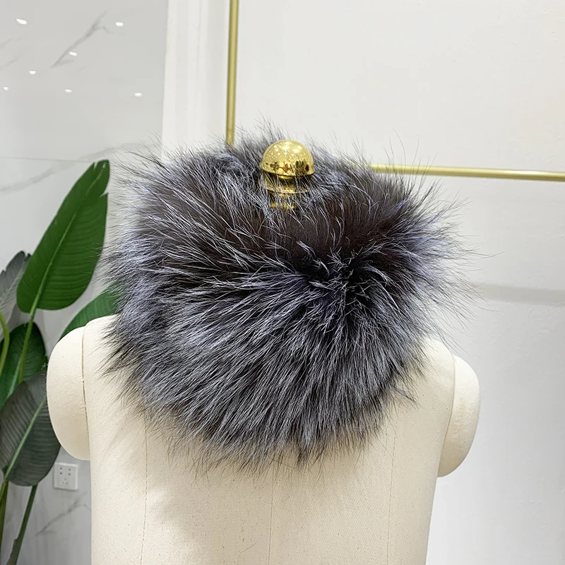 Winter Real Fur Handmade Stretch Fur Scarves Knitted Genuine Fox Fur Headbands Girls Natural Fur Ring Elegant Headband S2859