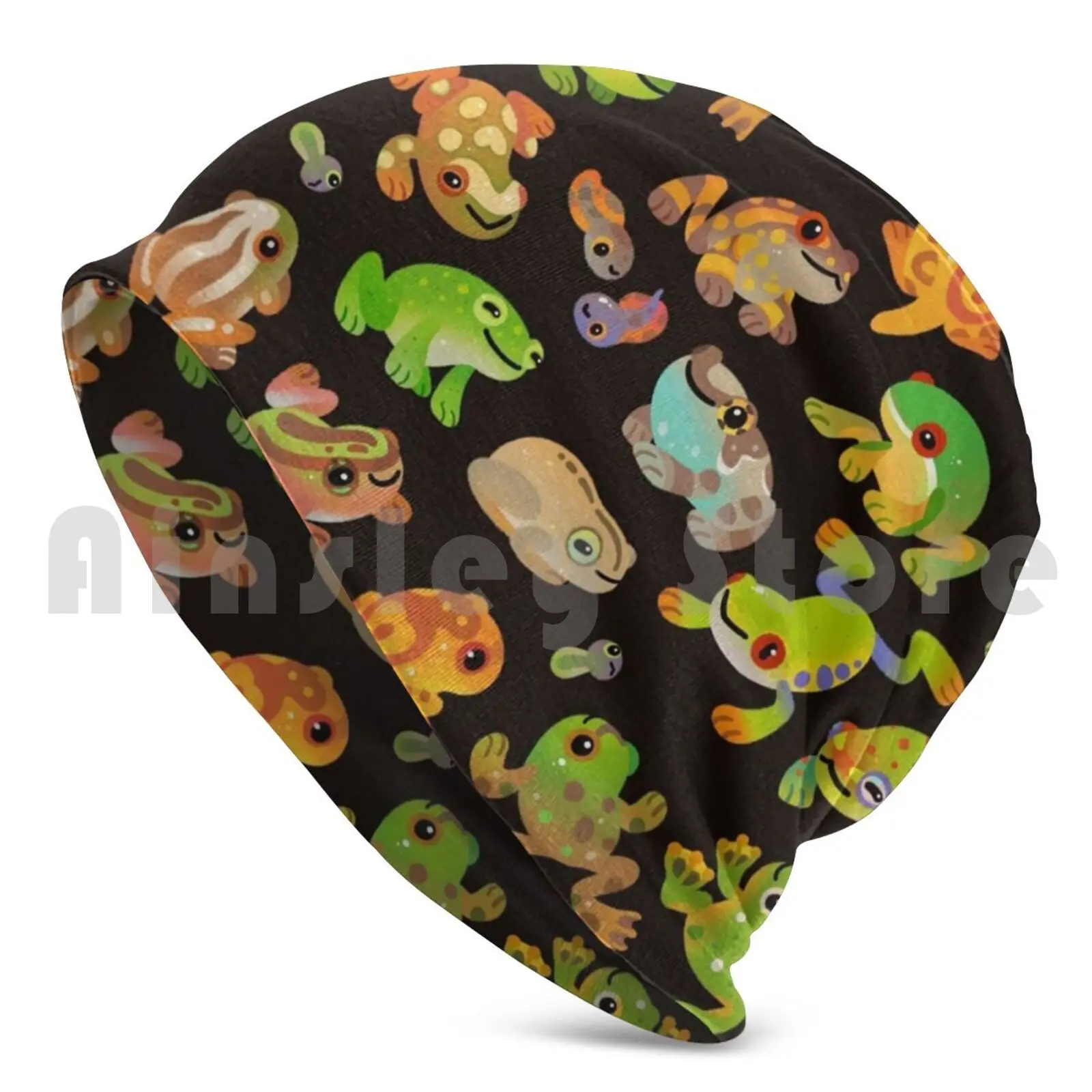 Tree Frog-Dark Beanies Knit Hat 2444 Beanies Print Tree Frog Frog Animal Cute Kawaii Pikaole Chibi Amphibian