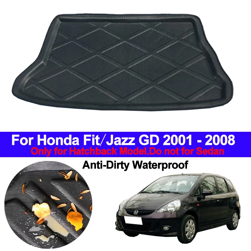 Car Rear Boot Cargo Liner Tray For Honda Fit Jazz GD 2001 - 2008 Hatchback Trunk Luggage Floor Mats Carpets Pad 2007 2006 2005