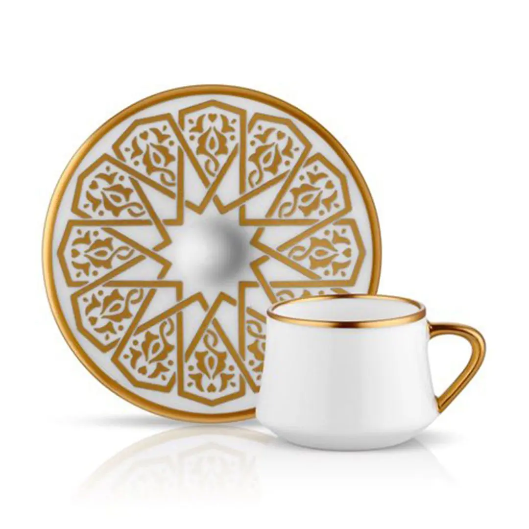 

DOLBOVI Collection Sufi Seljuk 12 Piece Gold Turkish coffee cup Pad mug кружка coffee cup cup