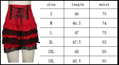 Girl Fashion Cute Black Gothic Steampunk Lolita Ruffle Lace Pumpkin Bloomers Cotton High Waist Shorts Cosplay Little Devil, Fema