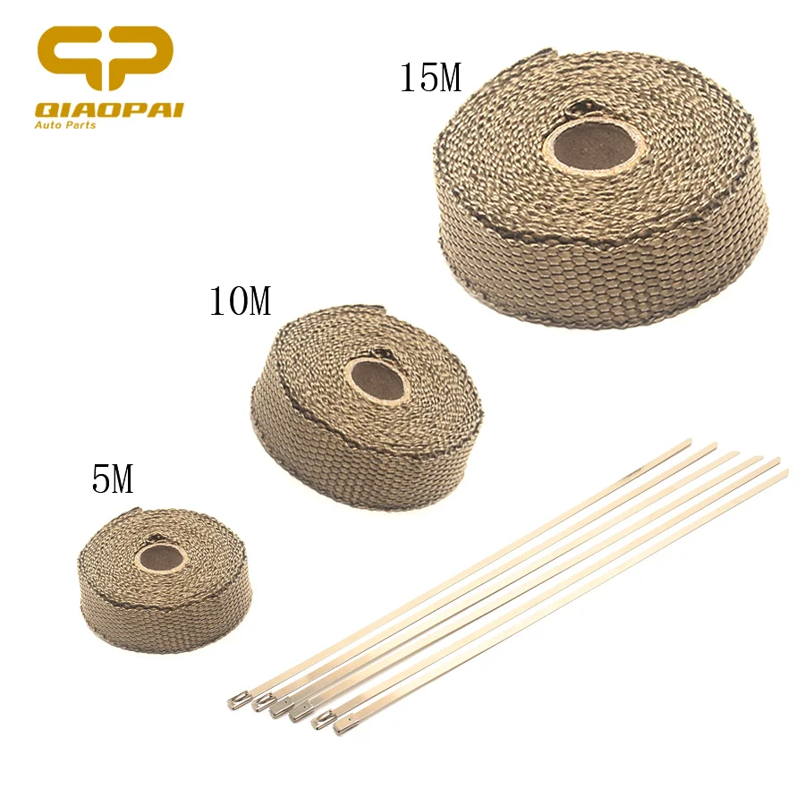 

1PC Car Train Motorcycle Exhaust Heat Shield 5M/10M/15M *25MM Brown Thermo Wrap Shield Protective Heat Exhaust Wrap Tape Thermal