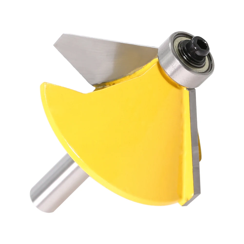 Broca de enrutador de chaflán y borde cónico, herramienta de corte de madera, alta calidad, 45 grados, vástago de 8mm, 1 unidad
