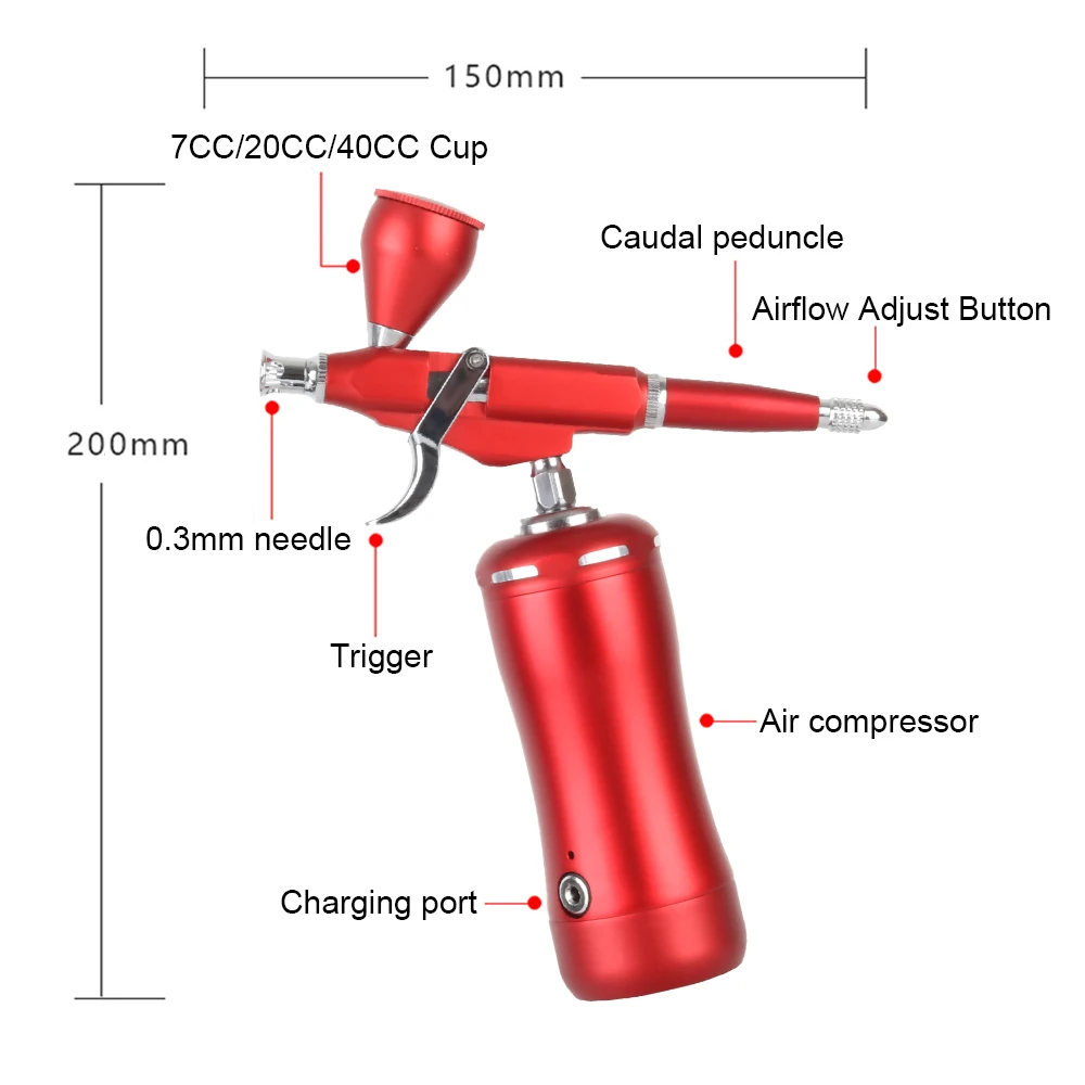 Aerógrafo HB08MINI-116 de parada automática, Kit de compresor, fácil de usar, inalámbrico, portátil, herramienta neumática Personal