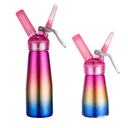 250/500ml rainbow Aluminium Whipped Cream Dispenser Kitchen Cream Whipper Dessert Tools foaming with Nozzles Dropper gift box