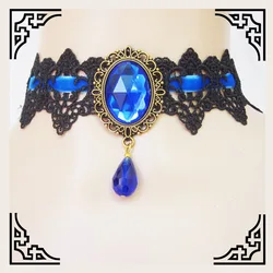 2025New Collares Sexy Gothic Chokers Crystal Black Lace Neck Choker Necklace Vintage Victorian Women Chocker Steampunk Jewelry