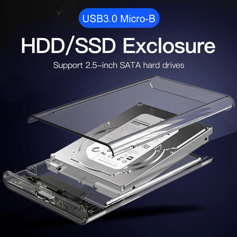 KingSpec SSD Case 2.5 SATA to USB 3.0 Adapter Hard Drive Enclosure for SSD Disk HDD Box Type C Case HD External HDD Enclosure