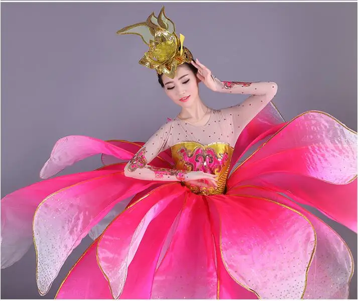 New Ballroom dance dresses High Quality Flowers opening dance big dress Modern dance performance service