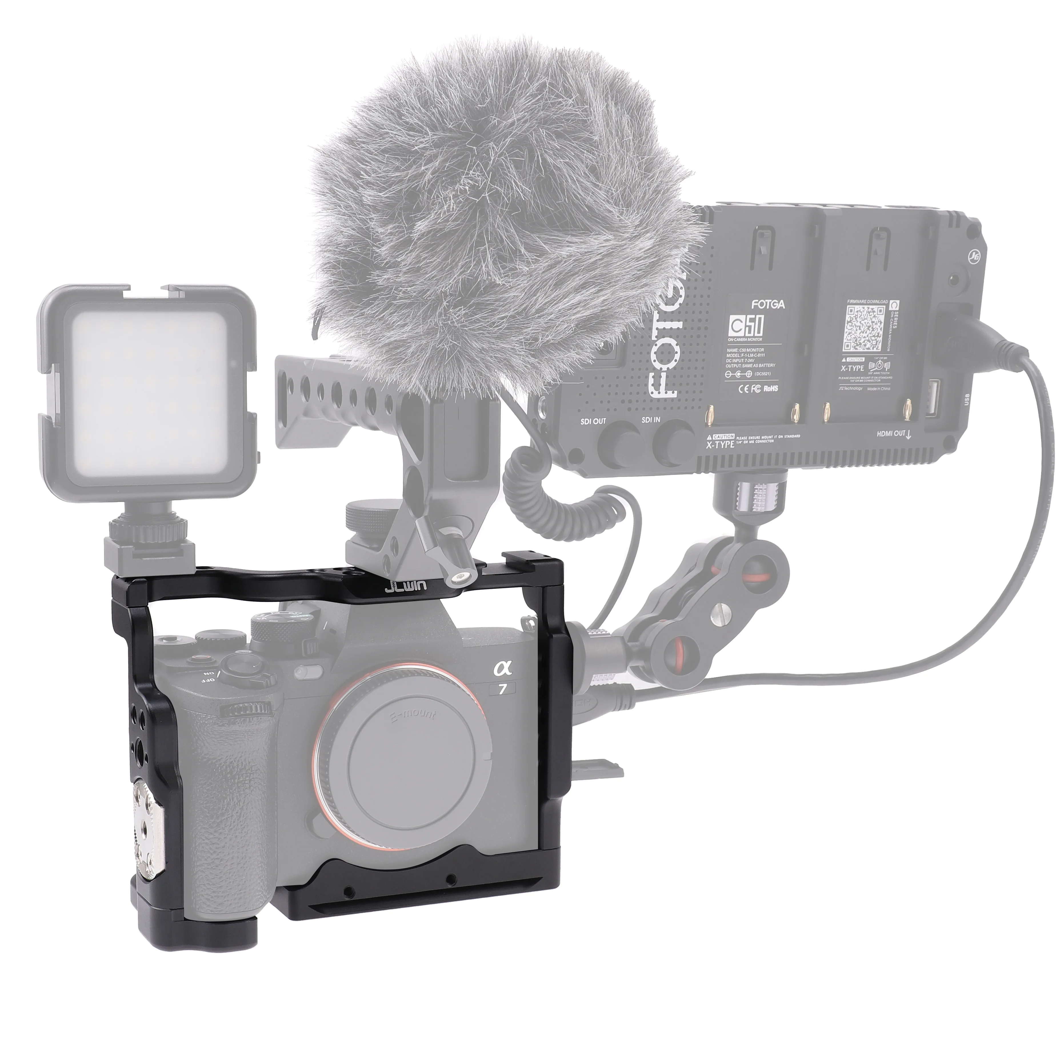 FOTGA alluminio DSLR gabbia per fotocamera telaio di estensione impugnatura superiore per fotocamera Sony A7IV A7M4 A7S3