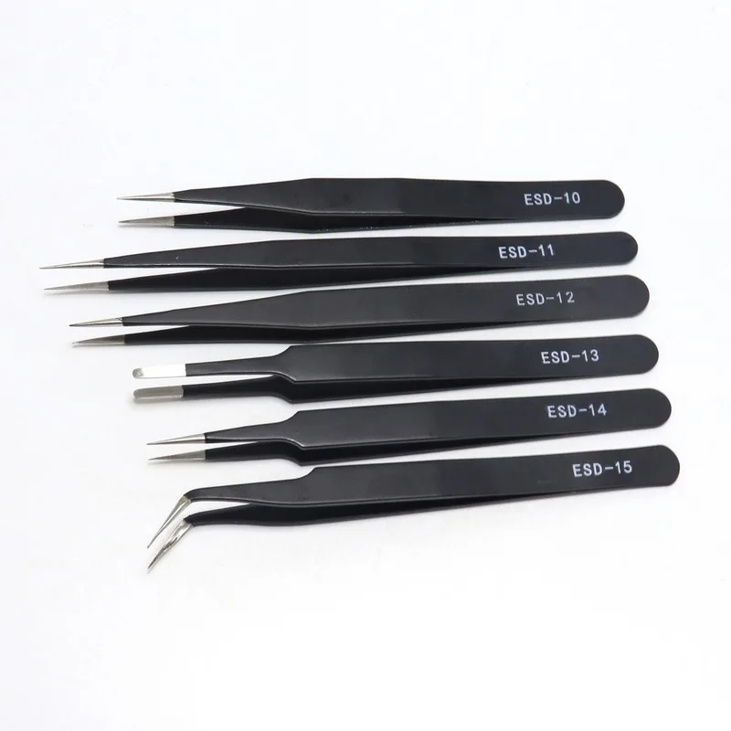 

Stainless steel precision ESD anti-static tweezers pointed elbow can be customized tools bird's nest clip grafting eyelash tweez