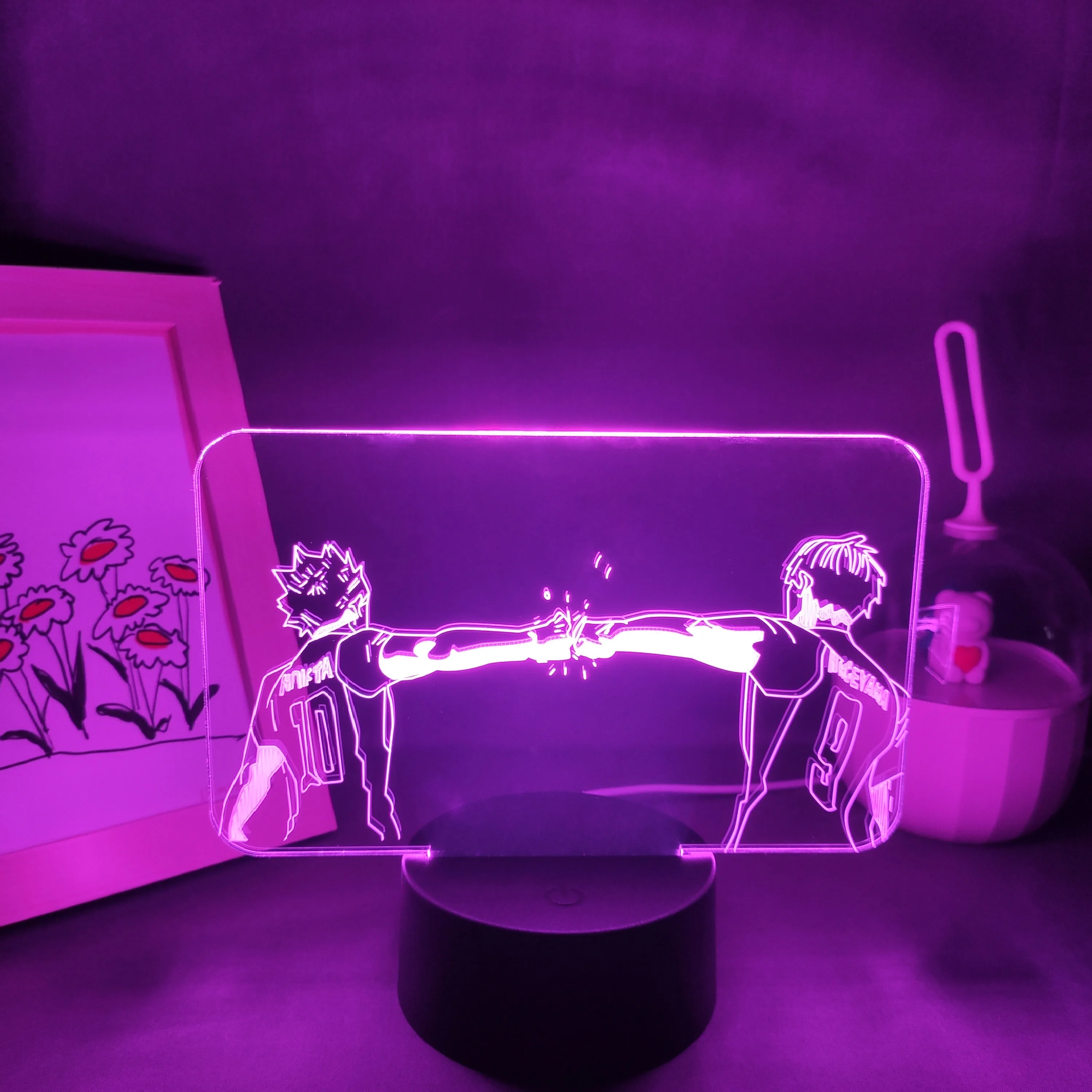 

Аниме Haikyuu 3D светодиодные неоновые ночные огни подарок на день рождения для друга детская спальня декор стола манга фигурка Hinata x Kageyama лавовая лампа