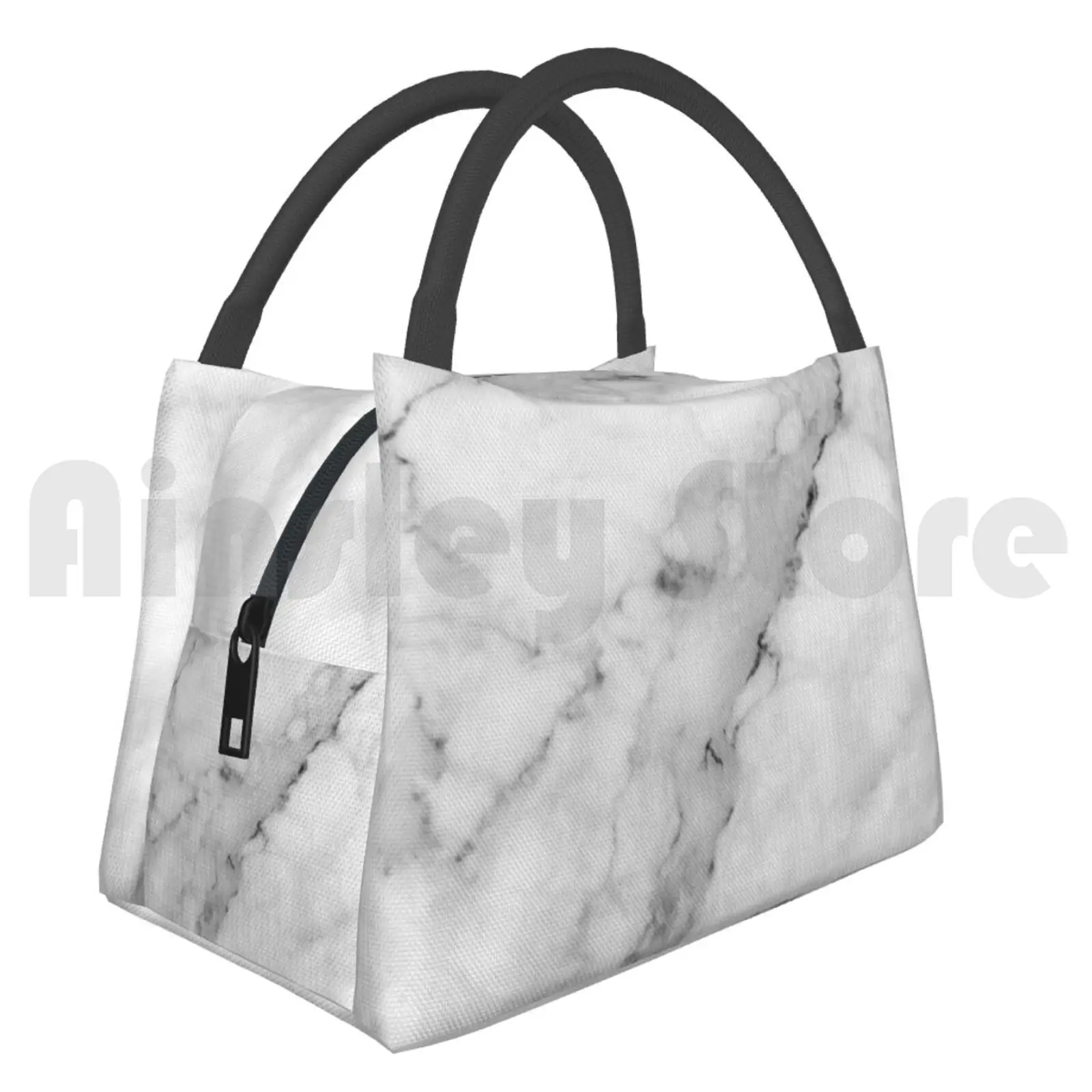 

Cooler Lunch Bag Picnic Bag White Marble Marble Marble Marble Pattern Marbling Abstract Liquid Ink Watercolor Wave