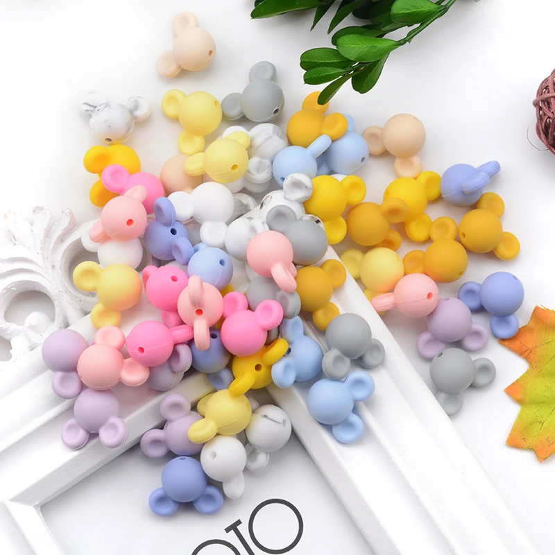 LOFCA 10 teile/los Maus Silikon Perlen Baby Beißring Spielzeug Weiche Kauen Zahnen BPA Frei DIY Charme Halskette Food Grade Schmuck – Detail 12