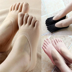 Women Solid Seamless Socks  Low Cut Crew Ankle Five Finger Toe Boat Socks Hosiery