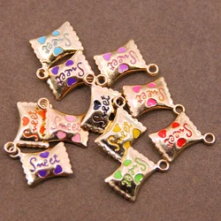 6pcs 15*13mm Sweet Candy Enamel Pendants for Necklace Jewelry Making Wholesale Fashion Jewelry Pendants for Women Accessories