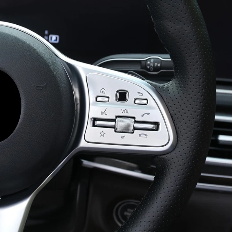 ABS Steering Wheel Buttons Frame Decoration Cover Trim Car Styling 2Pcs For Mercedes Benz W177 W205 W213 W247 W167 Interior image 3
