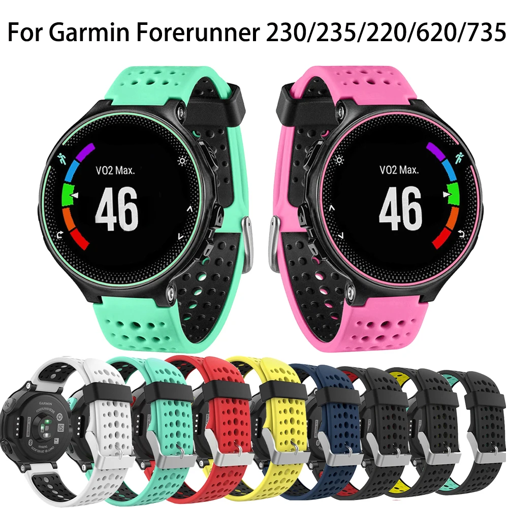 Correa de repuesto de silicona para reloj inteligente Garmin Forerunner 220 230 235 630 620 735 Approach S20 S5 S6