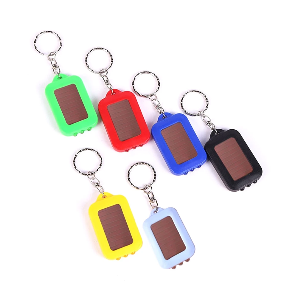 Mini Portable Solar Power 3 LED Light Keychain Keyring Torch Flashlight with Re-chargeable Built-in Battery Outdoor Tools