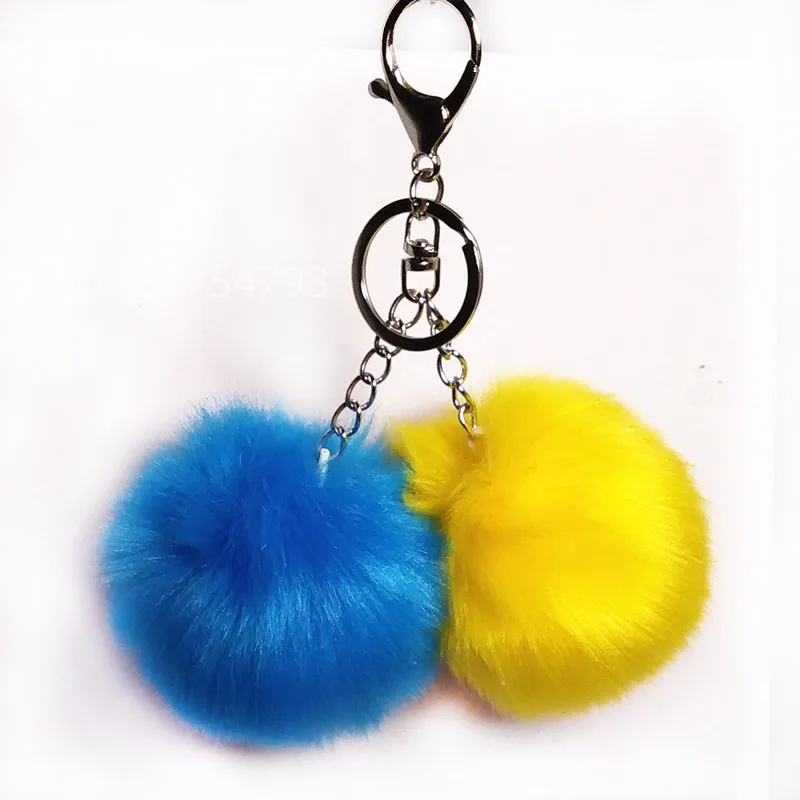 New A Pair Hair Bulb Key Chain Fluffy Fake Fur Ball Key Ring Cute Pendant Bag Charming  Big Pompon Key Holder Personality Gifts