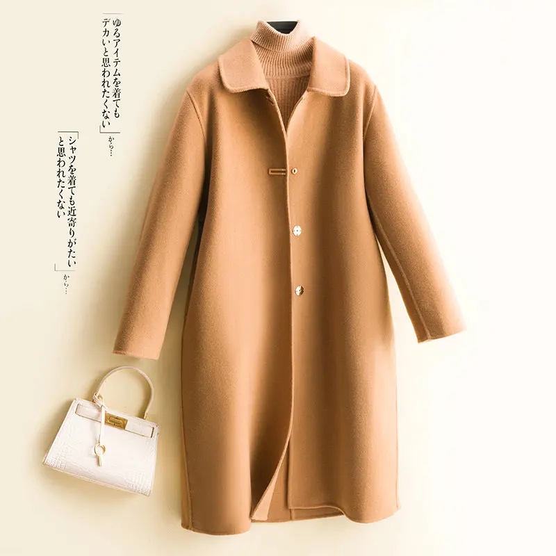 MODERN NEW SAGA 2023 Women Coat 100% Wool Autumn Woolen Coat Pea Coat Winter Warm Wool Long Coats Woman Overcoat Fall Clothes