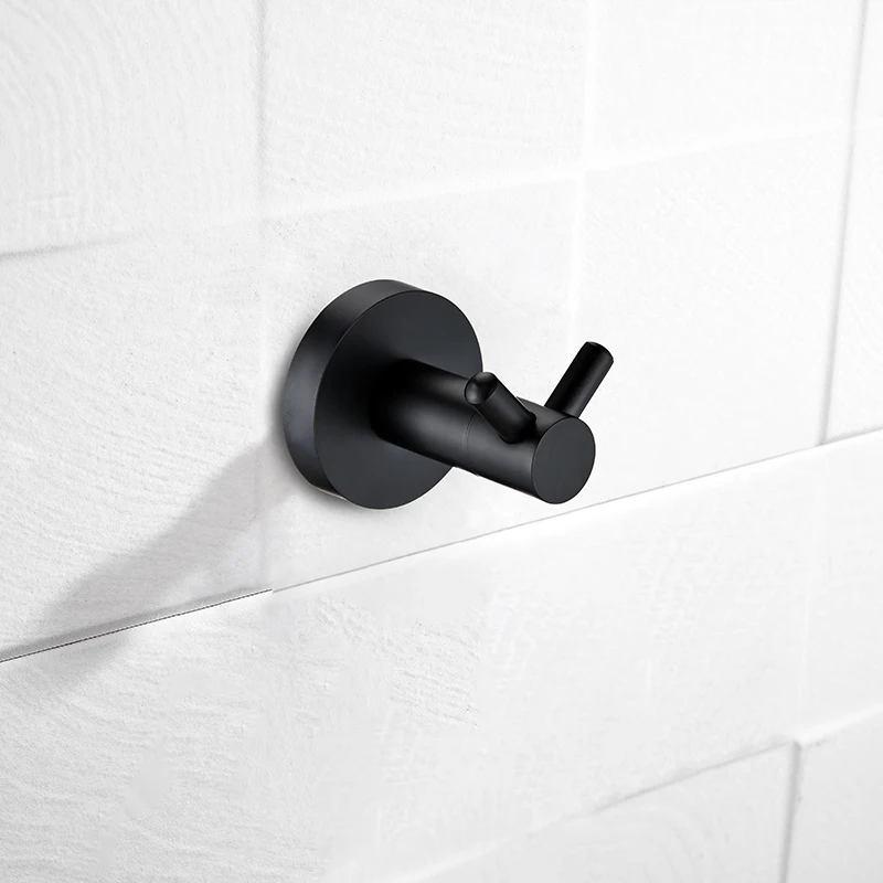 Black Stainless Steel Wall Mount Hooks for Bathroom Kitchen Coat Hook Towel Hook for Shower SUS304 Cloth Hook Bathroom Hanger