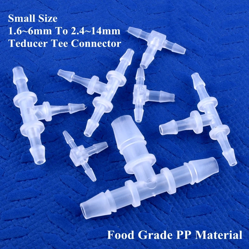 

5~200pcs 1.6~6mm Food Grade PP Reducing Tee Connectors Aquarium Tank Air Pump Fittings Irrigation Pagoda Hose Reducer Tee Joint